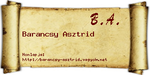 Barancsy Asztrid névjegykártya
